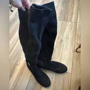 Black Suede Over-the-Knee Boots